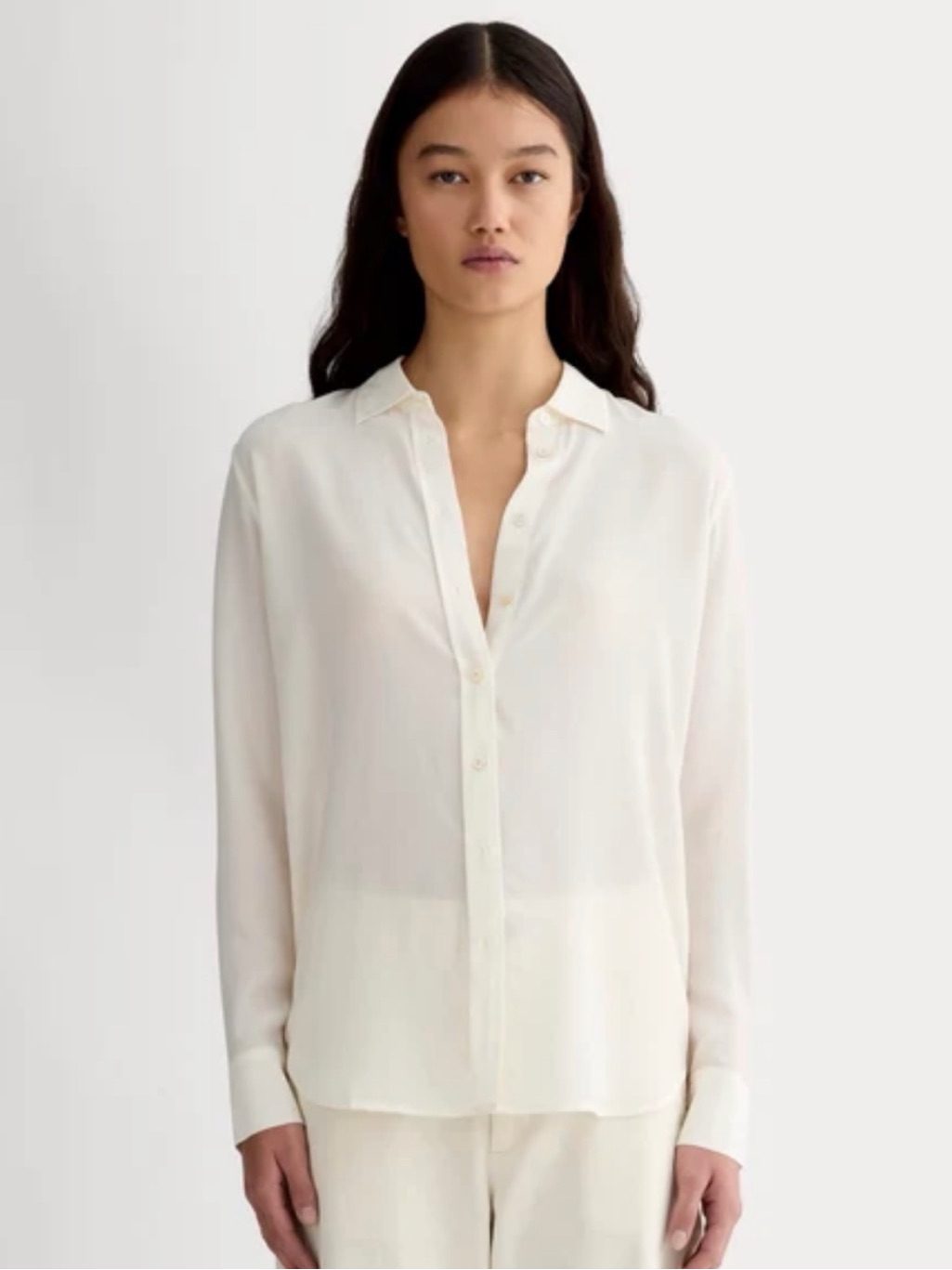 Nwot 100% Silk, Everlane Classic Ivory Button-Up Shirt
